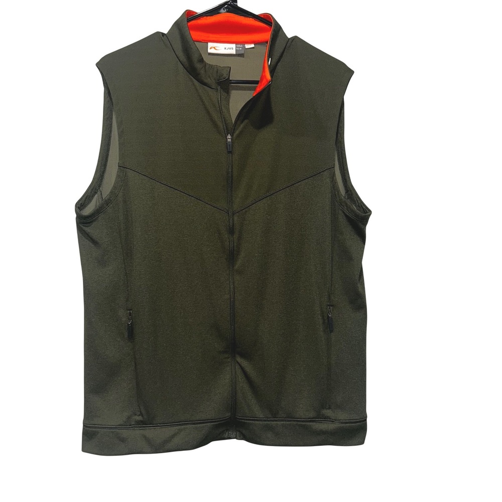 KJUS Westport Vest Men's 50/M Dark Olive Full Zip Stretch UPF 50 + Windproof